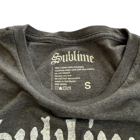 Sublime Sun Face Graphic T-Shirt Long Beach 90s Skater Tee Charcoal Gray Men's S - Picture 5 of 8